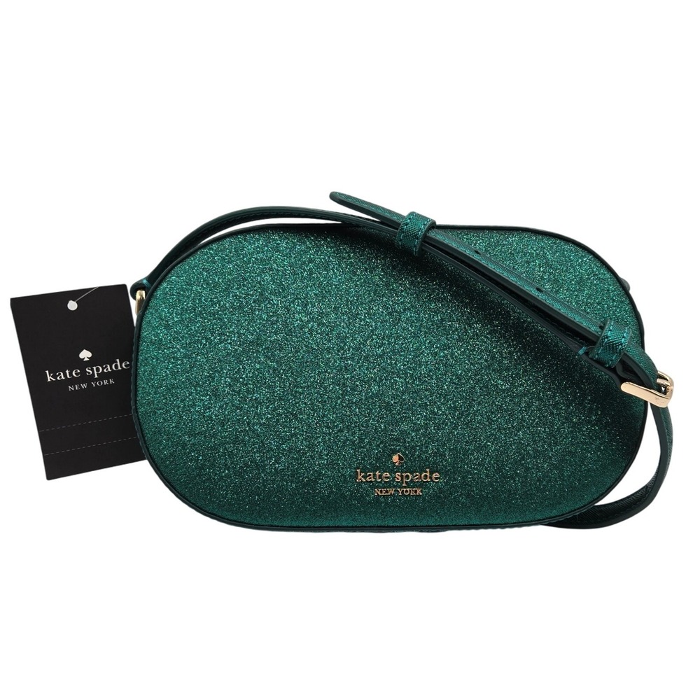 Kate Spade New York Glitter Crossbody Bag Green Emerald Sparkle Festive